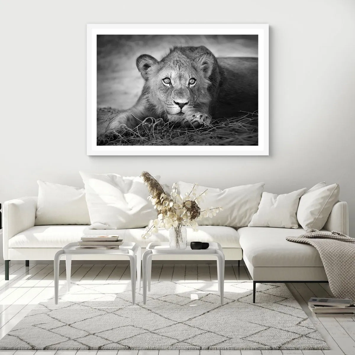 Póster en marco blanco - Un cachorro real - 100x70 cm