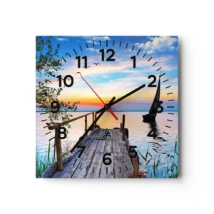 Reloj de pared - Reloj de vidrio - Que llegue la noche - 30x30 cm