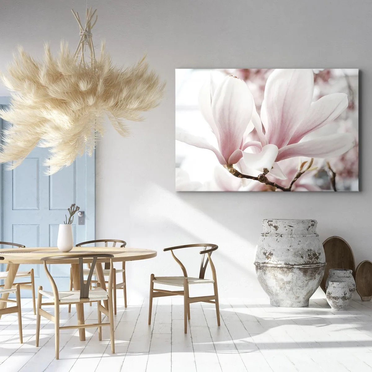 Cuadro sobre lienzo - Impresión de Imagen - Delicadas flores de magnolia en tonos pastel. - 70x50cm - Inmensidad de la ternura - Decoración de pared moderna para salón y dormitorio ARTTOR