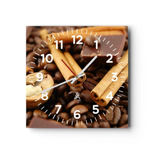 Reloj de pared - Reloj de vidrio - Concierto de aromas - 40x40 cm