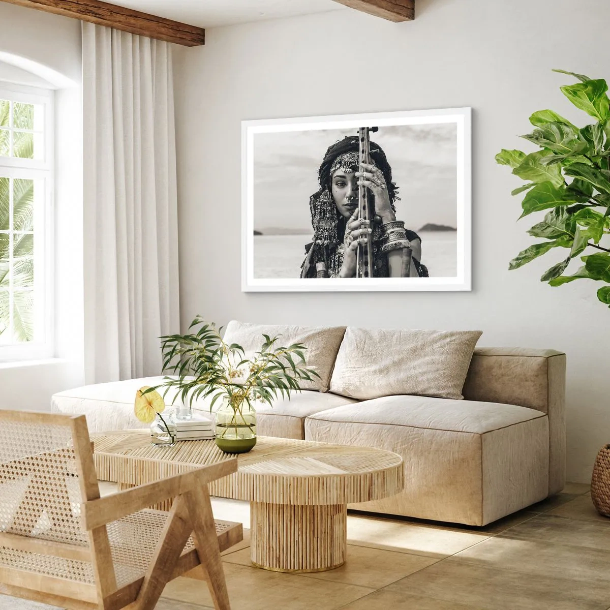 Póster en marco blanco - La música propia de Oriente - 50x40 cm