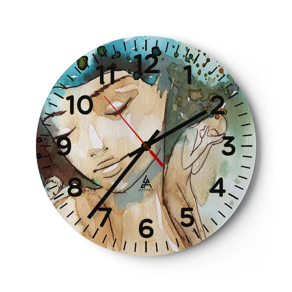 Reloj de pared - Reloj de vidrio - Dama de azul - 40x40 cm