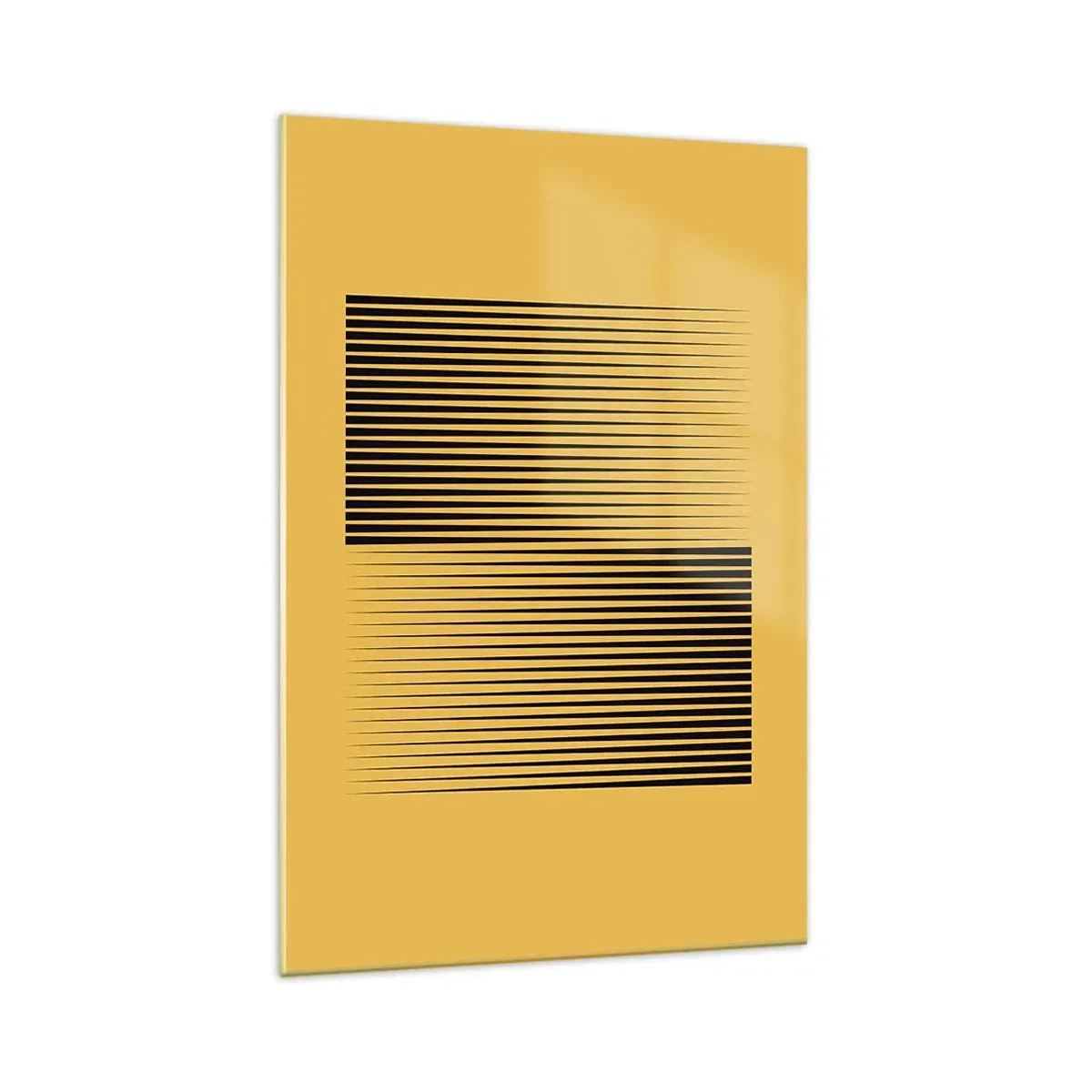 Cuadro sobre vidrio - Impresiones sobre Vidrio - Líneas negras verticales sobre un fondo amarillo - 70x100cm - Cuadrado de opuestos - Decoración de pared moderna para salón y dormitorio ARTTOR