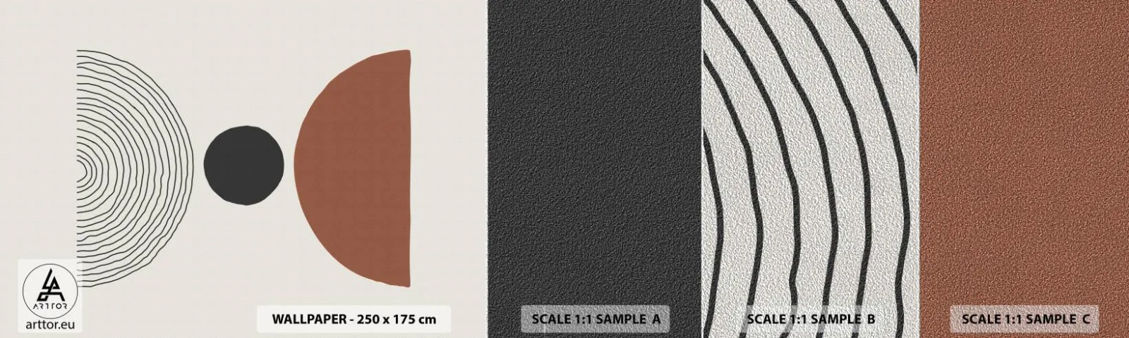 Muestra de fotomural Premium Sand - En el centro de la atención - Abstracción, Pedazo, Semicírculos - 100x30 cm