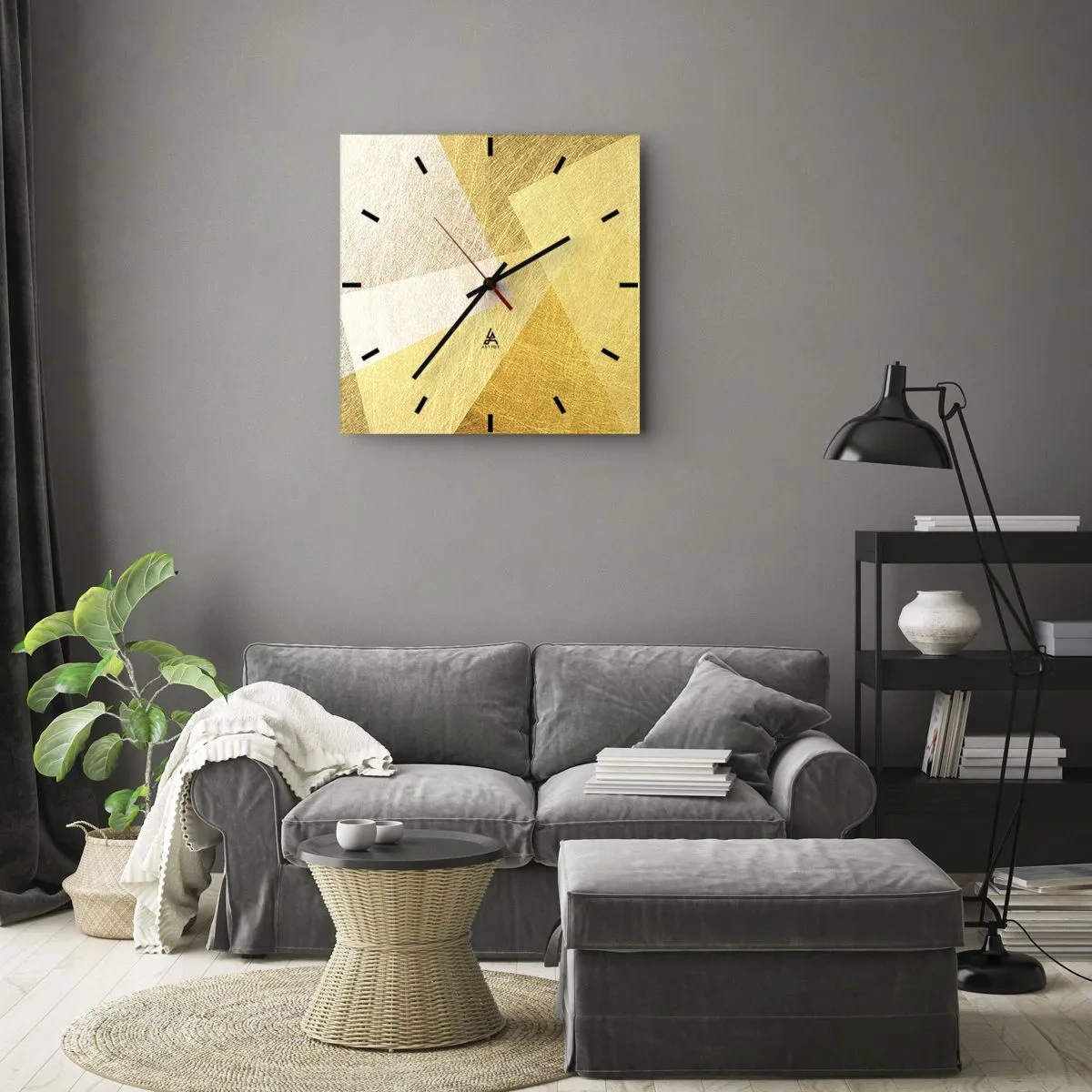 Reloj de pared - Reloj de vidrio - Tiempo de geometría - 30x30 cm