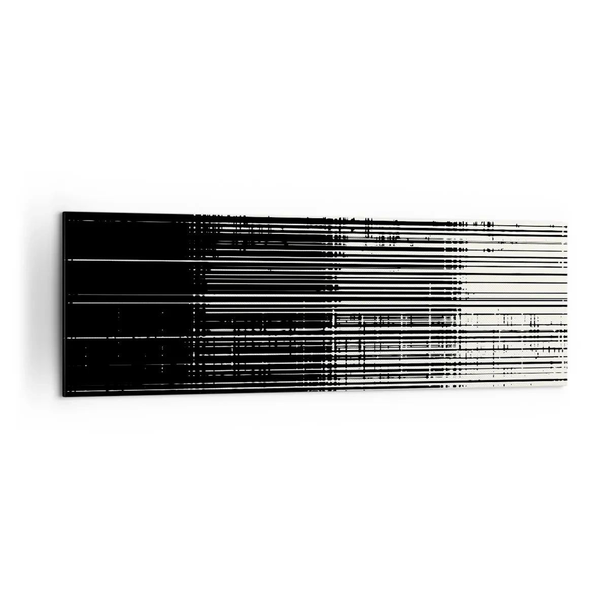 Cuadro sobre lienzo - Impresión de Imagen - Composición abstracta de líneas en blanco y negro contrastantes. - 160x50cm - Ondas y vibraciones - Decoración de pared moderna para salón y dormitorio ARTTOR