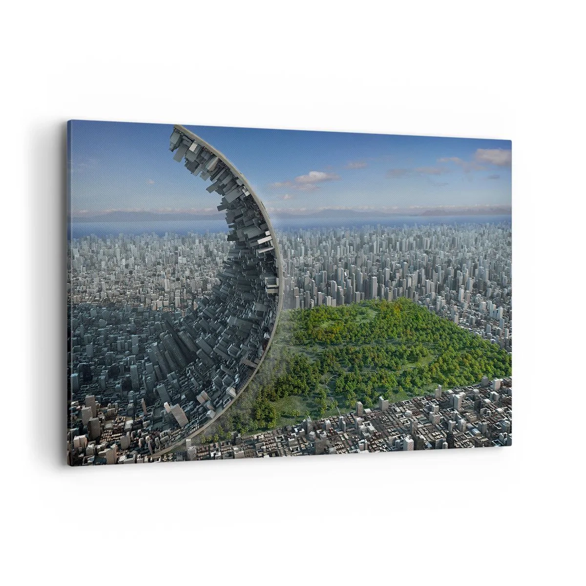Cuadro sobre lienzo - Impresión de Imagen - Una ciudad dinámica con un toque surrealista - 100x70cm - La naturaleza es eterna - Decoración de pared moderna para salón y dormitorio ARTTOR
