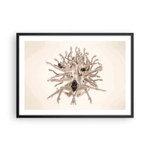 Póster en marco negro - Composición abstracta de bailarines en movimiento. - 70x50cm - Floreciendo en la danza - Decoración de pared moderna para salón y dormitorio ARTTOR