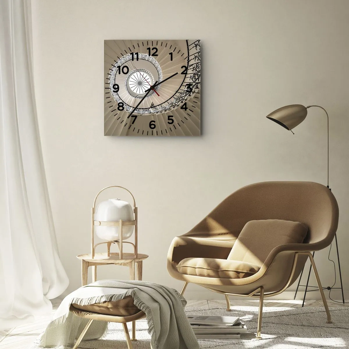 Reloj de pared - Reloj de vidrio - En el interior de una concha - 40x40 cm