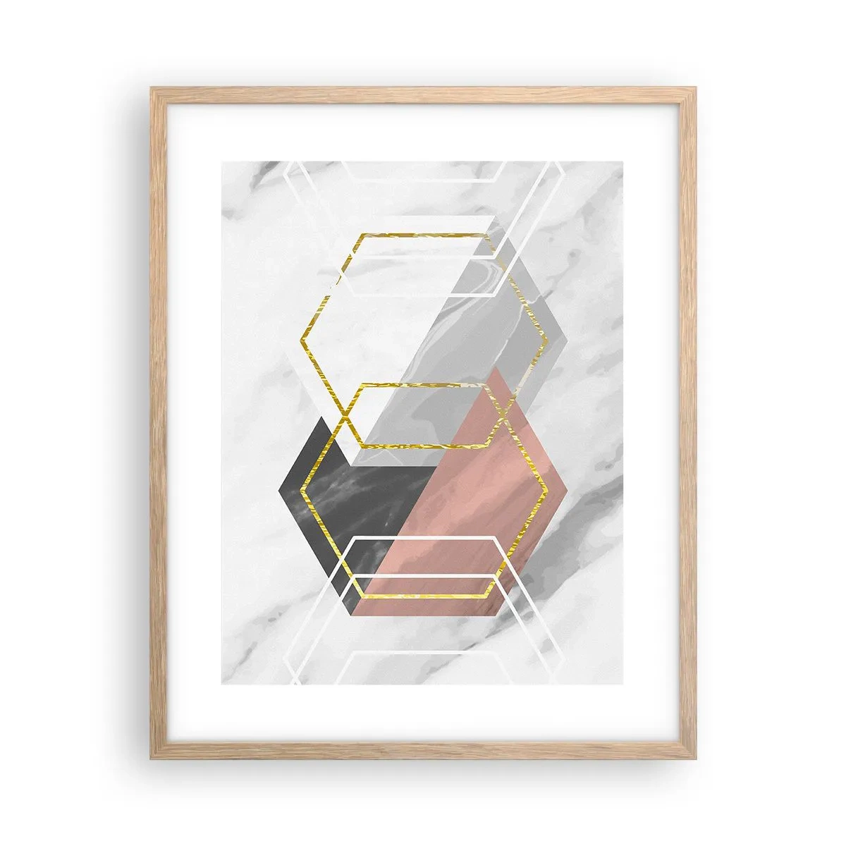 Póster en marco roble claro - Composición en cadena - 40x50 cm