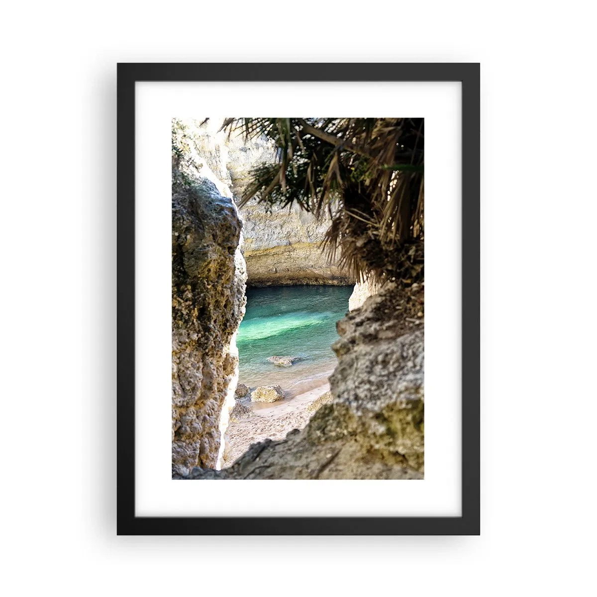 Póster en marco negro - Bahía turquesa - 30x40 cm