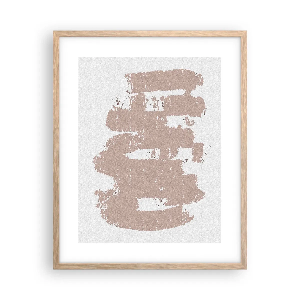 Póster en marco roble claro - Abstracción en rosa suave - 40x50 cm