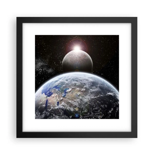 Póster en marco negro - Paisaje cósmico - amanecer - 30x30 cm