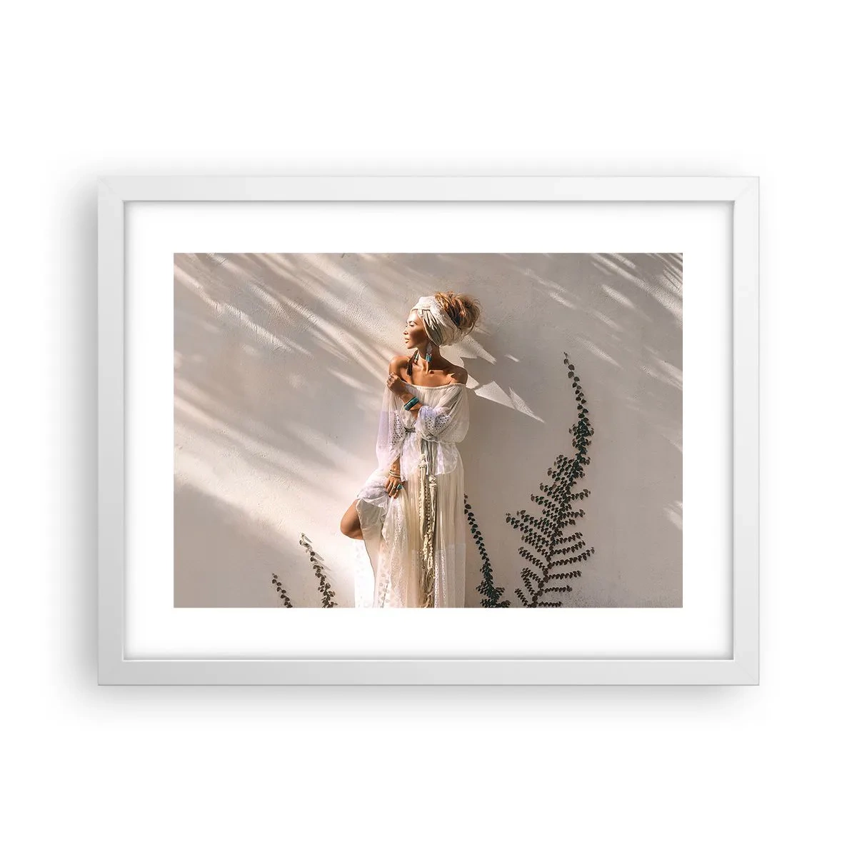 Póster en marco blanco - El sol y la joven - 40x30 cm