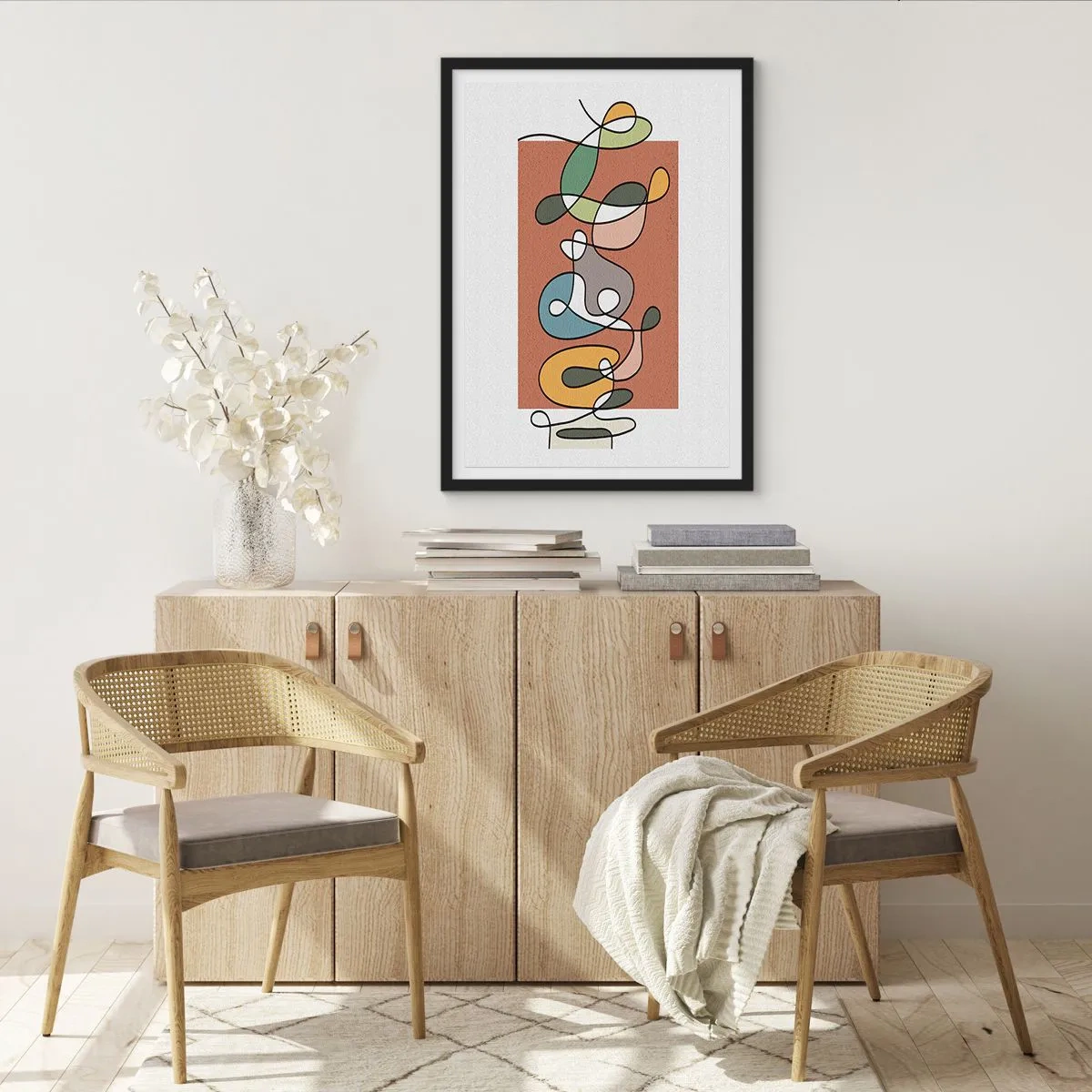 Póster en marco negro - Abstracción: una maraña de colores - 70x100 cm