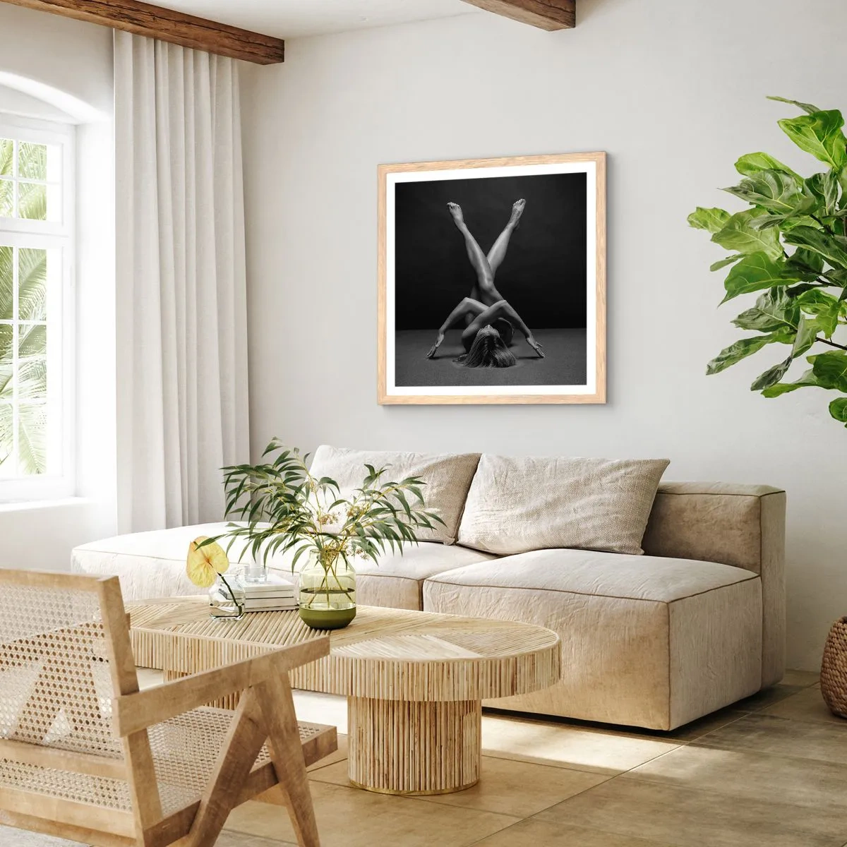 Póster en marco roble claro - Geometría al desnudo - 40x40 cm