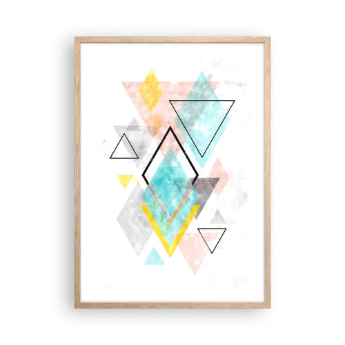 Póster en marco roble claro - Un juego geométrico - 50x70 cm