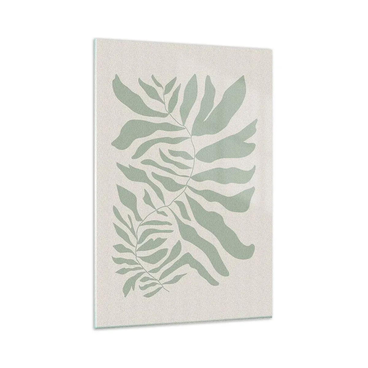 Cuadro sobre vidrio - Impresiones sobre Vidrio - Un delicado patrón de ramitas con hojas en un tono verde esmeralda. - 80x120cm - Rama esmeralda - Decoración de pared moderna para salón y dormitorio ARTTOR