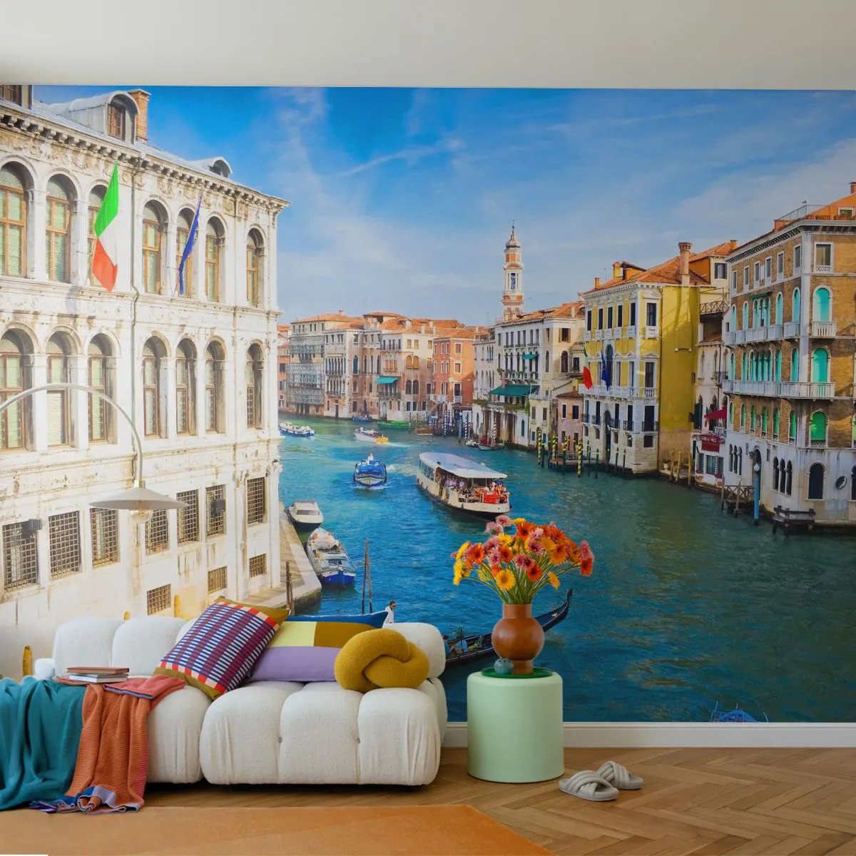 Fotomural Premium Sand - Tráfico único en el mundo - Venecia, Arquitectura, canal Grande - 100x70 cm