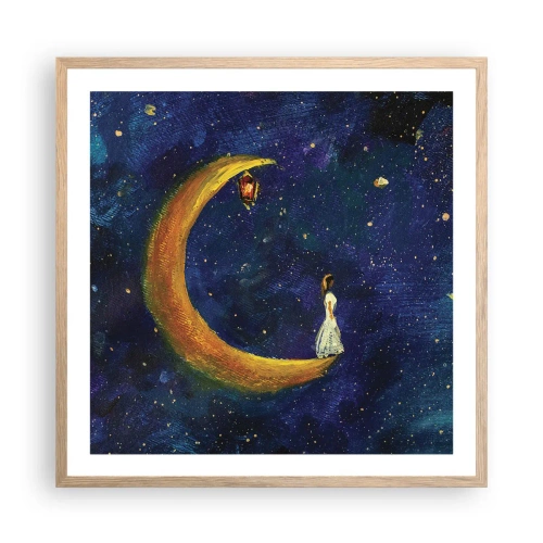 Póster en marco roble claro - La llamada de la Luna - 60x60 cm