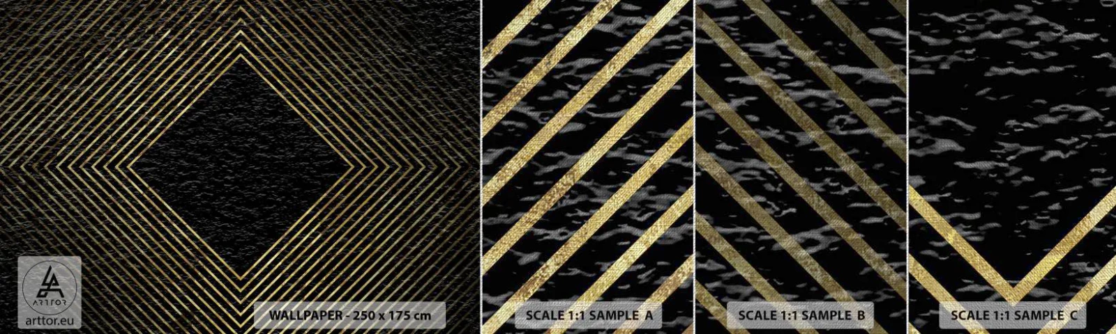 Muestra de fotomural Premium Canvas - Geometría al estilo glamour - Arte deco, Moderno, Glamour - 100x30 cm