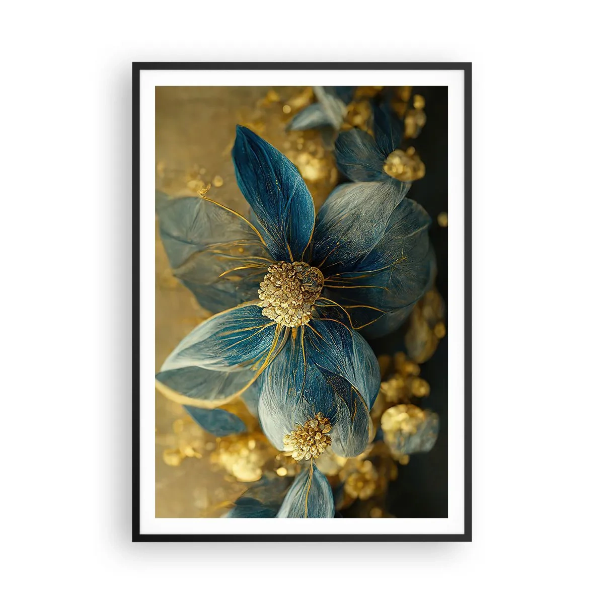 Póster en marco negro - Flor de oro - 70x100 cm