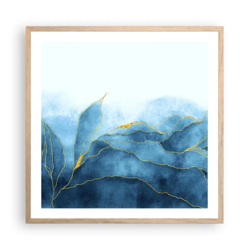 Póster en marco roble claro - Oro y azul - 60x60 cm