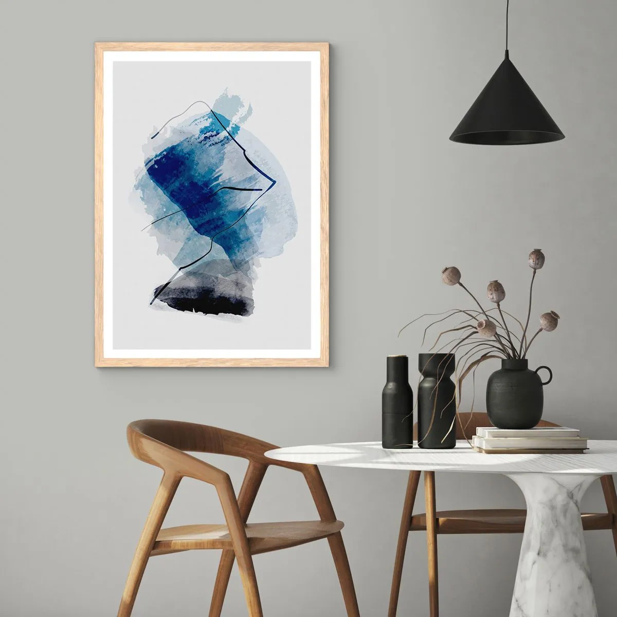 Póster en marco roble claro - Montaña helada - 61x91 cm
