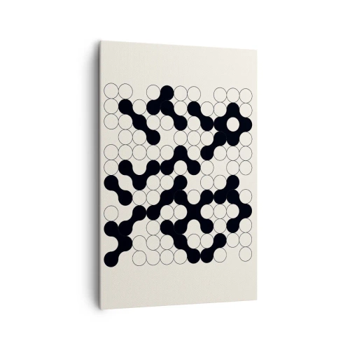 Cuadro sobre lienzo - Impresión de Imagen - Patrones en blanco y negro con círculos sobre un fondo claro. - 80x120cm - Juego chino - una variación - Decoración de pared moderna para salón y dormitorio ARTTOR