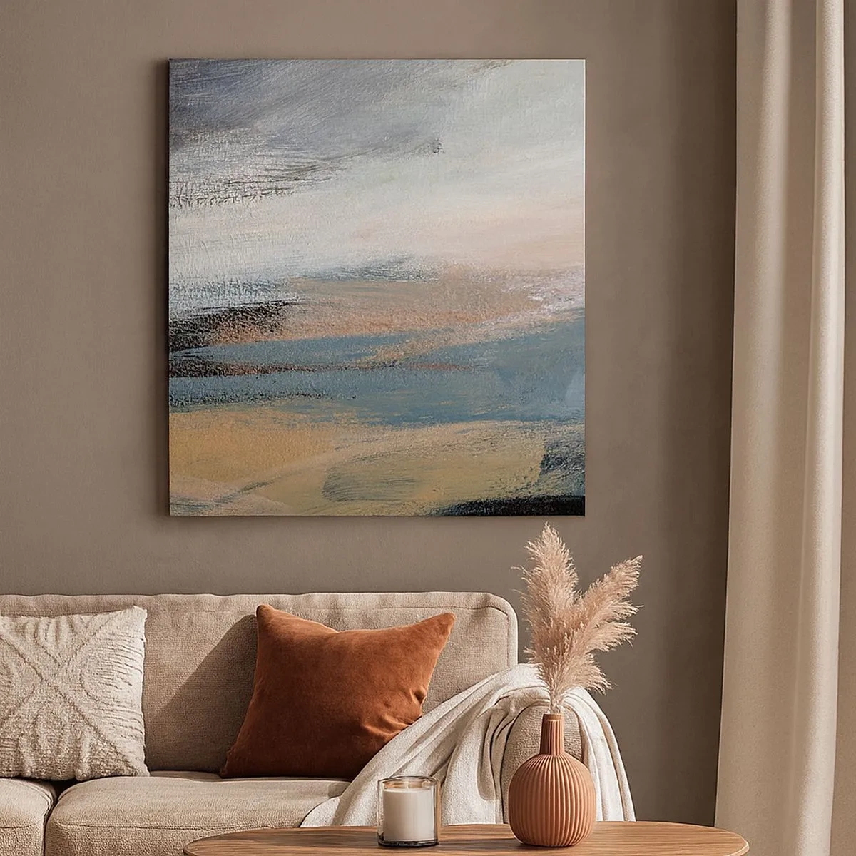 Cuadro sobre lienzo - Impresión de Imagen - Abstracción: paisaje nórdico - 30x30 cm