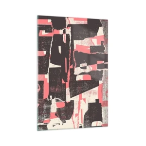 Cuadro sobre vidrio - Impresiones sobre Vidrio - Una composición abstracta en tonos rosa y marrón. - 70x100cm - Todo el ajetreo - Decoración de pared moderna para salón y dormitorio ARTTOR