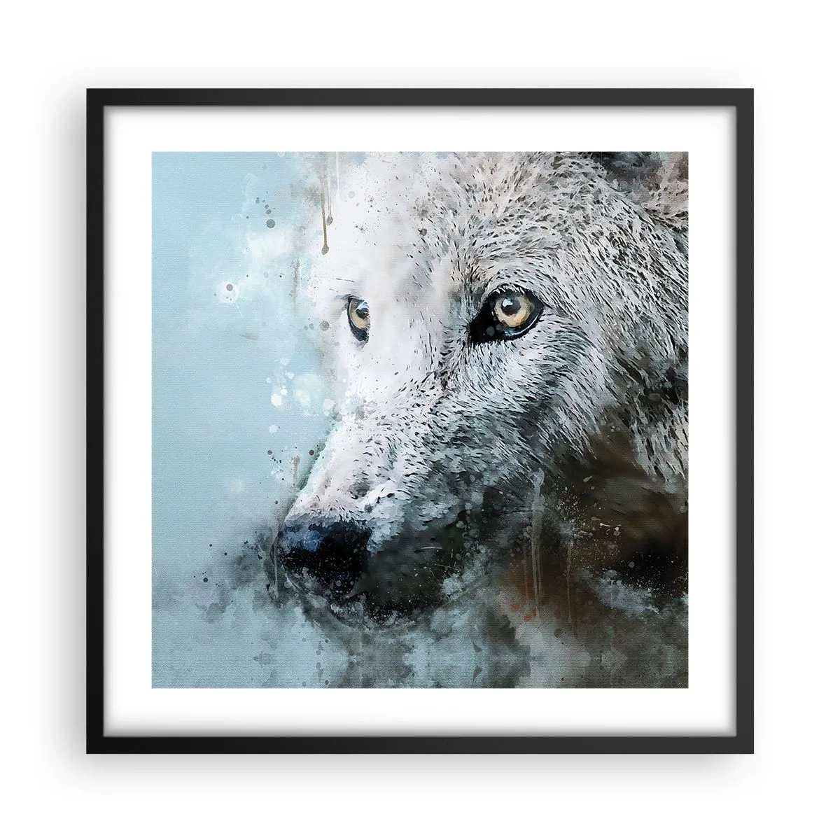Póster en marco negro - Conoce el alma del lobo - 50x50 cm