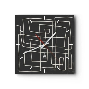 Reloj de pared - Reloj de vidrio - Patrón geométrico abstracto sobre un fondo oscuro - 30x30cm - No es tan sencillo - Decoración de pared moderna para salón y dormitorio ARTTOR