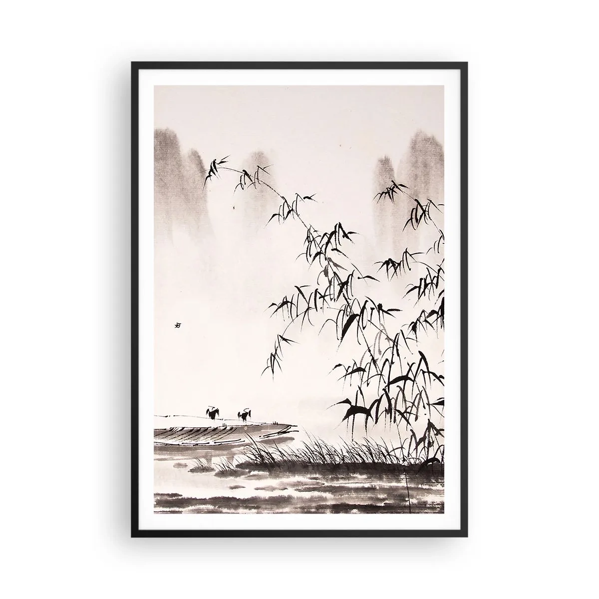 Póster en marco negro - El silencio de los arrozales - 70x100 cm