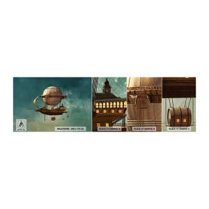 Muestra de fotomural autoadhesivo Deluxe Sticker - Julio Verne saluda - Retro, Viaje, Globo - 100x30 cm