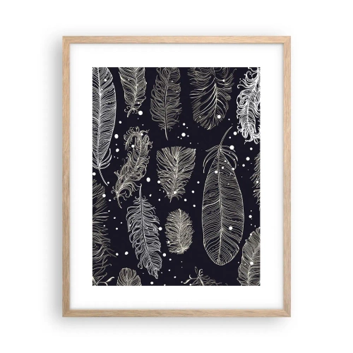 Póster en marco roble claro - Encaje de plumas - 40x50 cm