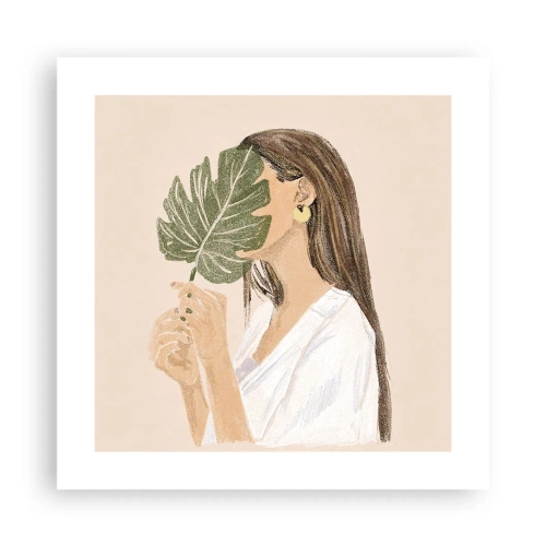 Póster - Retrato misterioso con un abanico - 40x40 cm