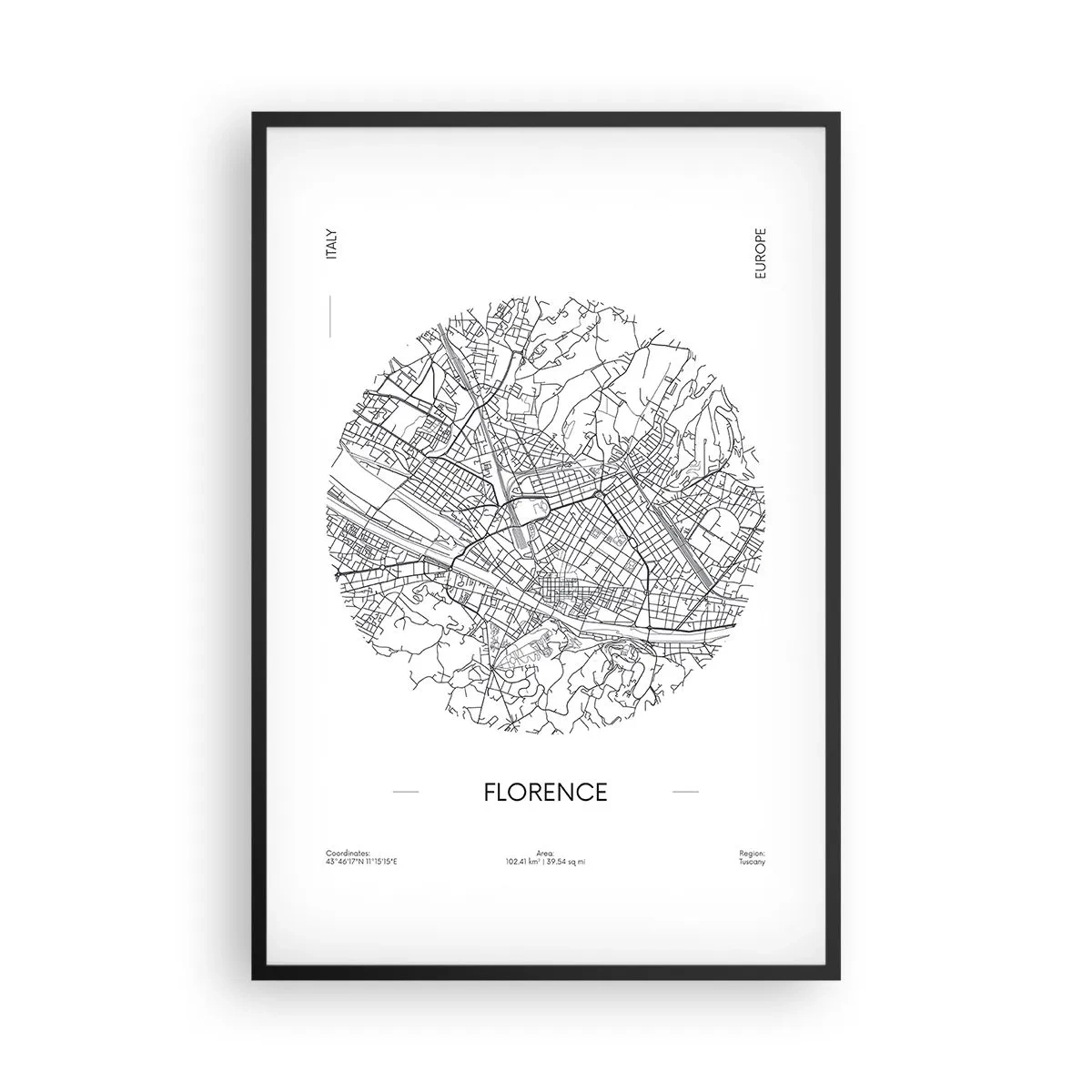 Póster en marco negro - Anatomía de Florencia - 61x91 cm