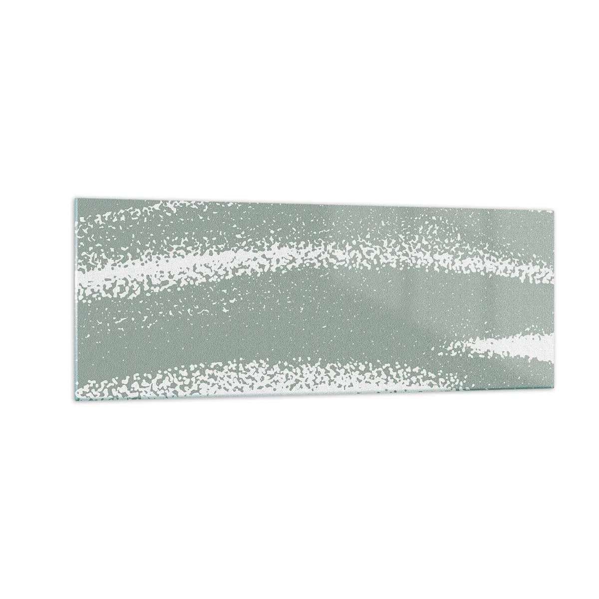 Cuadro sobre vidrio - Impresiones sobre Vidrio - Ondas invernales en tonos menta y blanco. - 140x50cm - Abstracción invernal - Decoración de pared moderna para salón y dormitorio ARTTOR