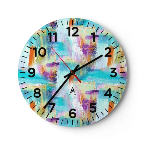 Reloj de pared - Reloj de vidrio - Un alegre traductor de garabatos - 40x40 cm