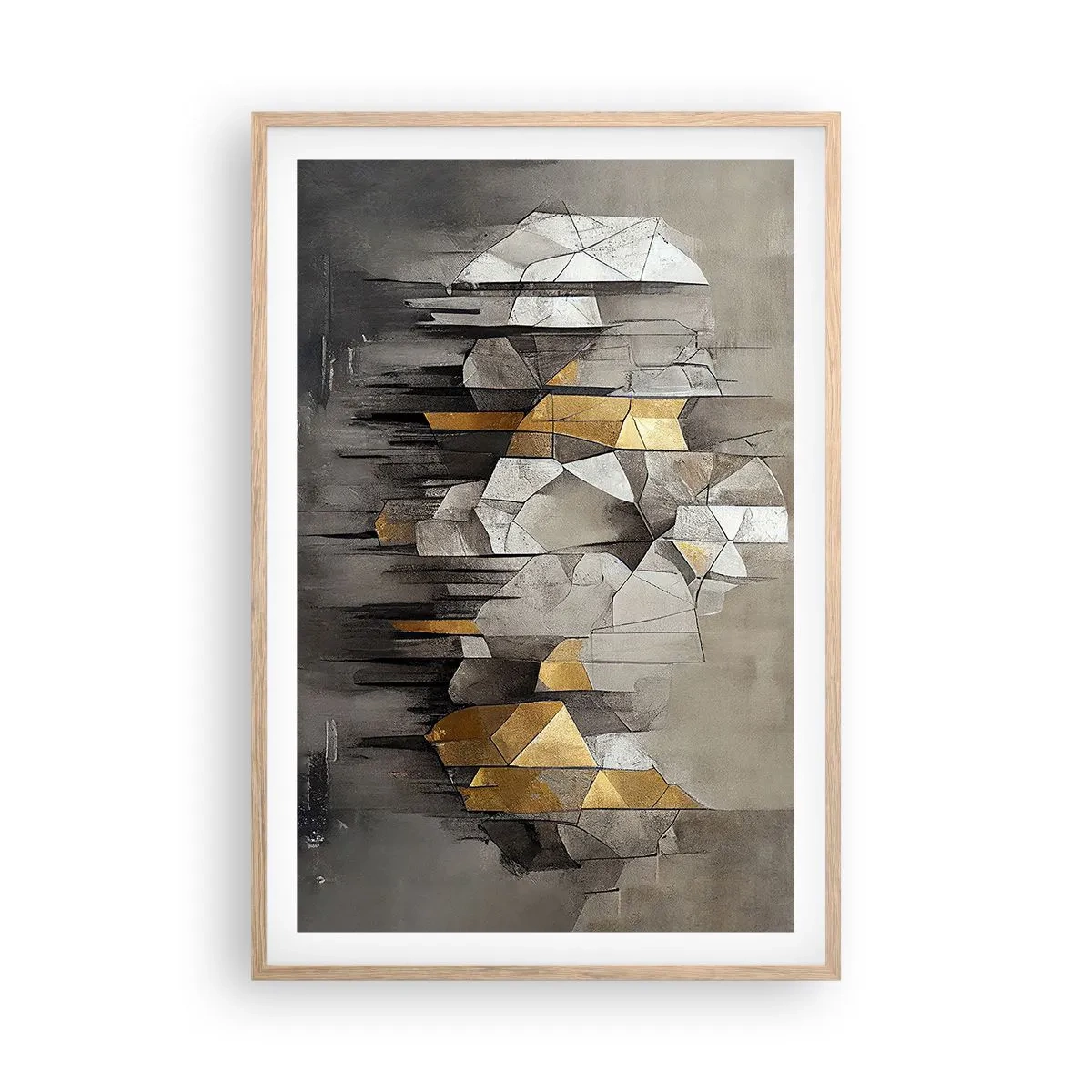 Póster en marco roble claro - Composición hecha de hielo y luz - 61x91 cm
