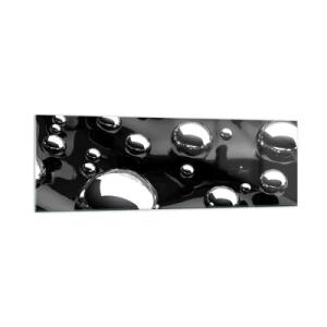 Cuadro sobre vidrio - Impresiones sobre Vidrio - Gotas abstractas sobre una superficie negra - 160x50cm - De las negras profundidades - Decoración de pared moderna para salón y dormitorio ARTTOR