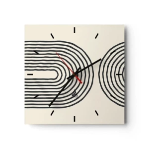 Reloj de pared - Reloj de vidrio - Patrón geométrico abstracto con líneas simétricas sobre un fondo claro. - 30x30cm - Próximamente... - Decoración de pared moderna para salón y dormitorio ARTTOR