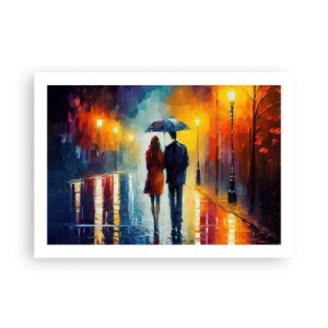 Póster - Juntos en una noche llena de color - 70x50 cm