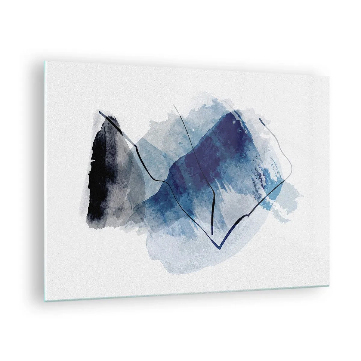 Cuadro sobre vidrio - Impresiones sobre Vidrio - Composición abstracta en tonos azules - 70x50cm - Montaña helada - Decoración de pared moderna para salón y dormitorio ARTTOR
