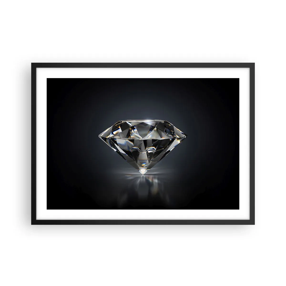 Póster en marco negro - Una interpretación artística de un diamante sobre un fondo oscuro. - 70x50cm - Riqueza y belleza - Decoración de pared moderna para salón y dormitorio ARTTOR