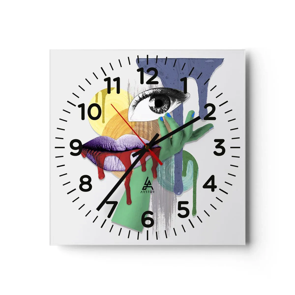 Reloj de pared - Reloj de vidrio - Un retrato deconstruido - 40x40 cm