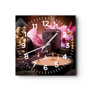 Reloj de pared - Reloj de vidrio - Despejar la mente, calmar el cuerpo - 40x40 cm