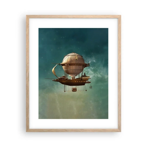 Póster en marco roble claro - Julio Verne saluda - 40x50 cm
