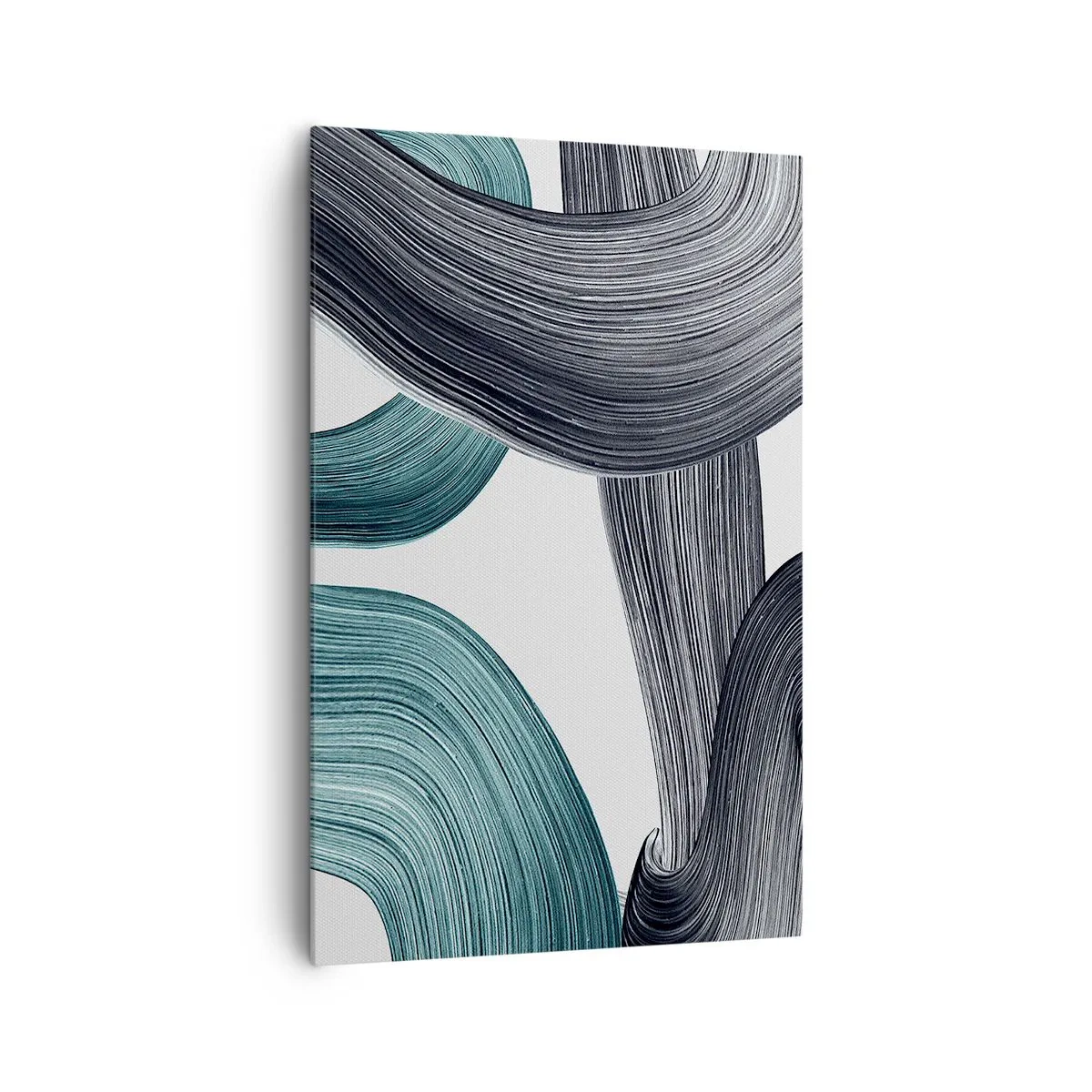 Cuadro sobre lienzo - Impresión de Imagen - Líneas abstractas fluidas en tonos verdes y grises. - 80x120cm - Senderos esmeralda y negro - Decoración de pared moderna para salón y dormitorio ARTTOR